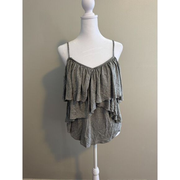 Chaser Tops - *NWT* Chaser Gray Tiered Ruffled Tank Size Medium
